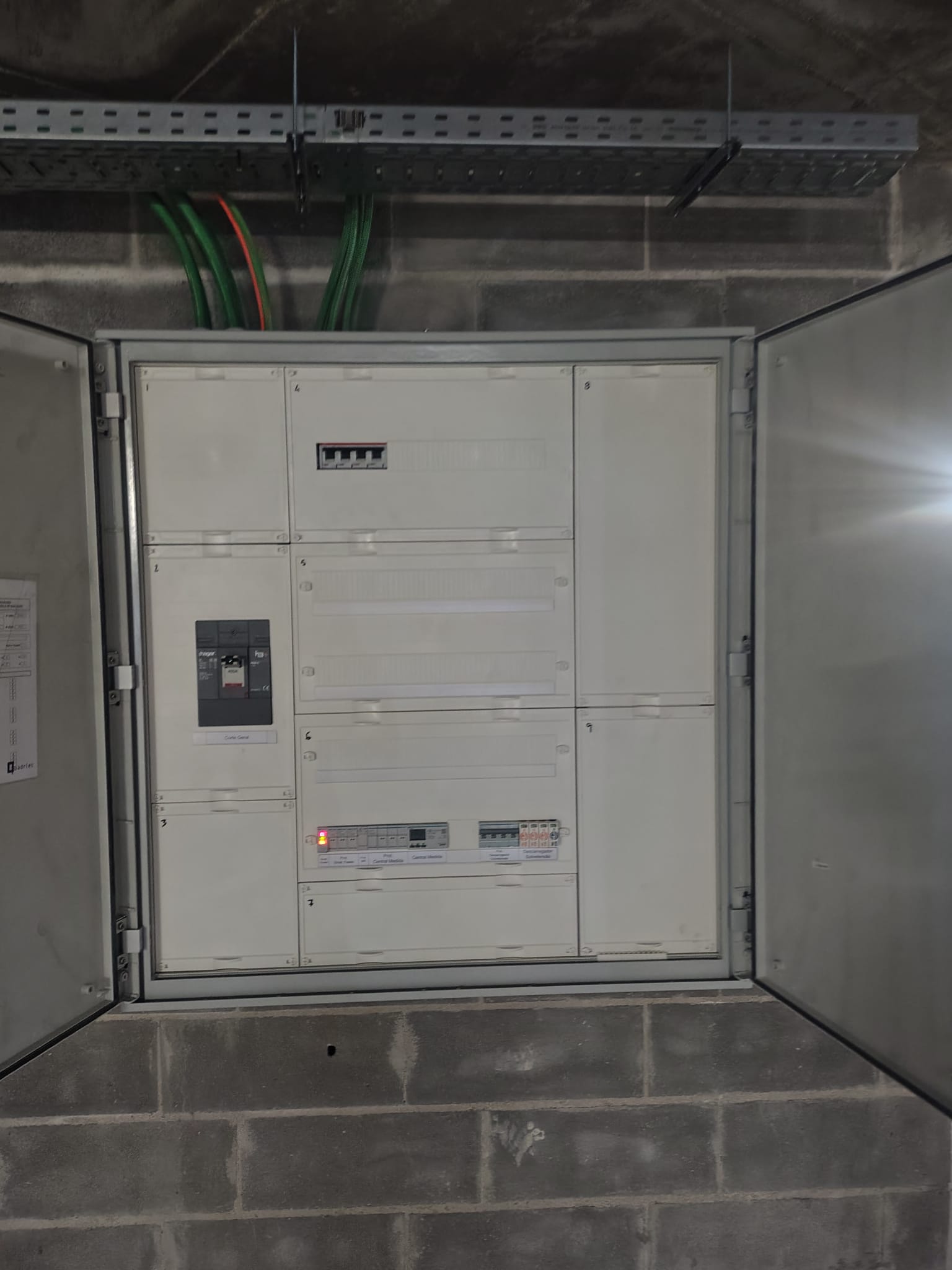 Cablagem de potência e contadores parciais por carregador — Oeiras